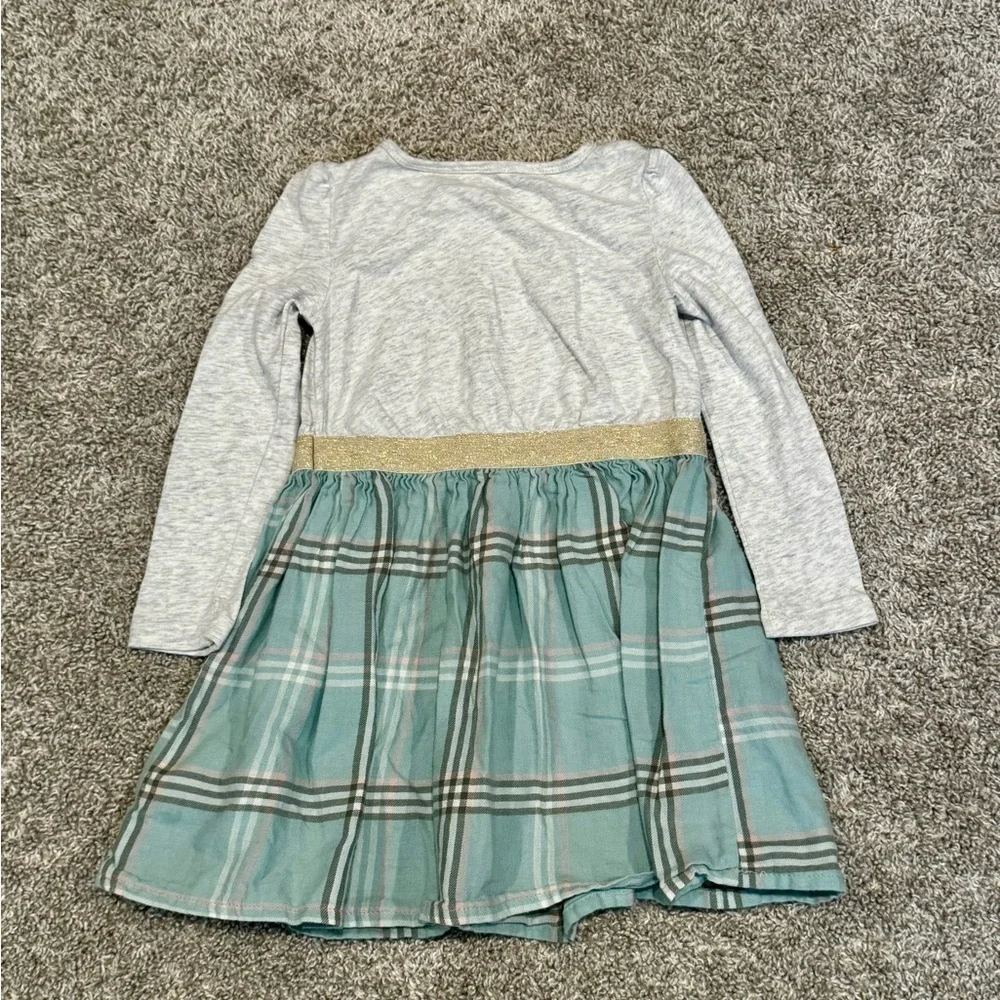 Carter’s Toddler Plaid Skirt Dress Gold Sparkle long sleeve Dress Size 3T - Picture 7 of 9